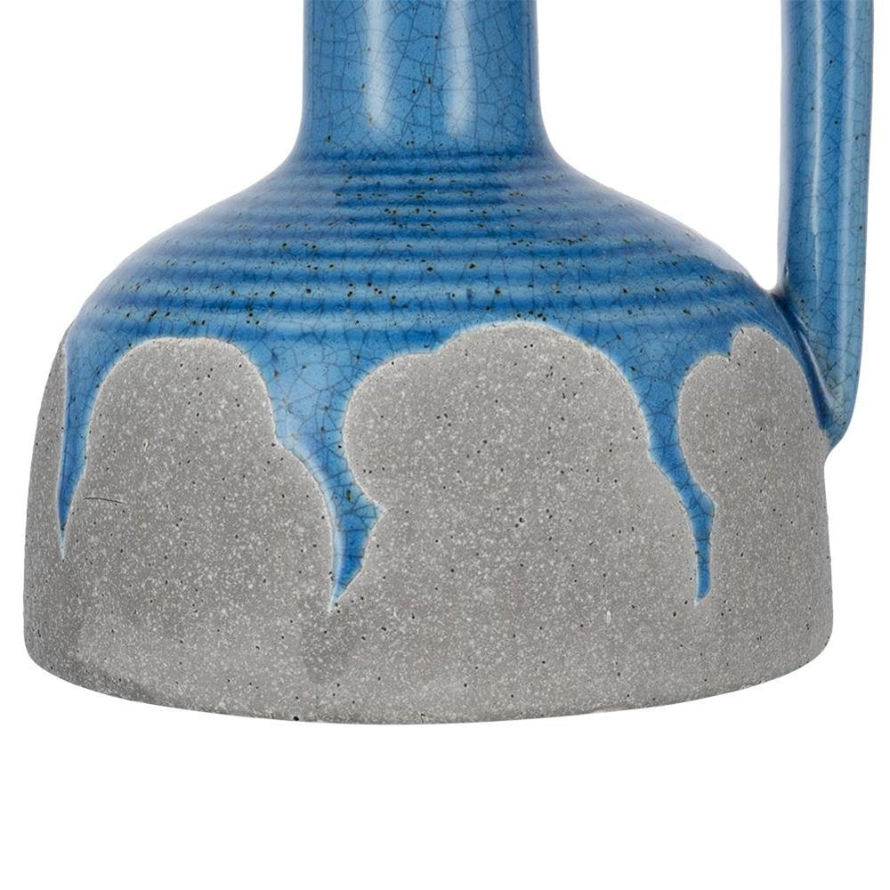 7" Blue And Gray Ceramic Urn Jug Vase