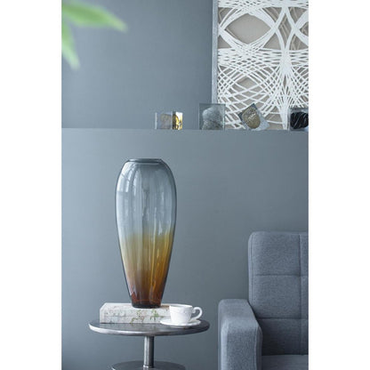 19" Clear And Brown Ombre Glass Table Vase