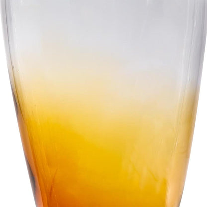 19" Clear And Brown Ombre Glass Table Vase