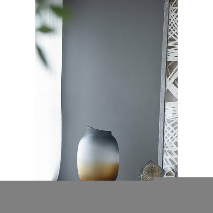 10" Charcoal And Orange Ombre Round Glass Table Vase