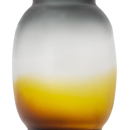 10" Charcoal And Orange Ombre Round Glass Table Vase