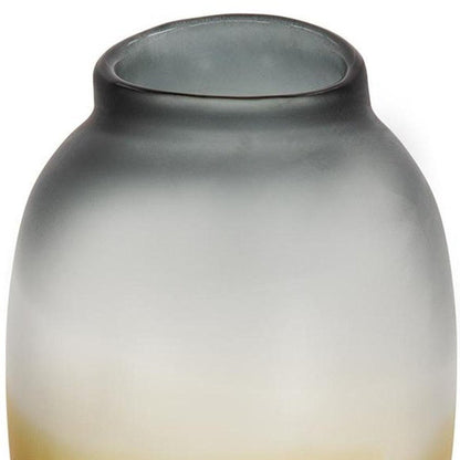 11" Charcoal And Orange Ombre Round Glass Table Vase