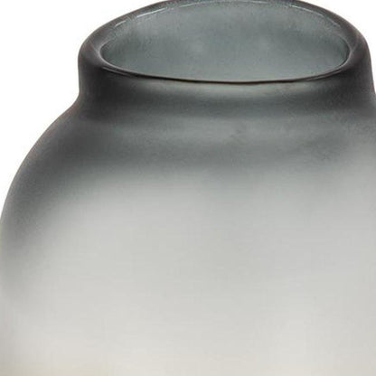 11" Charcoal And Orange Ombre Round Glass Table Vase