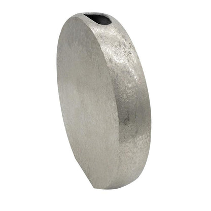 15" Silver Aluminum Round Disc Table Vase