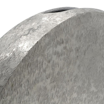 15" Silver Aluminum Round Disc Table Vase
