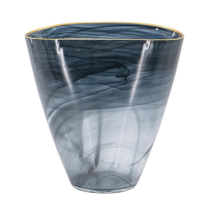 9" Charcoal Abstract Swirl Art Glass Table Vase