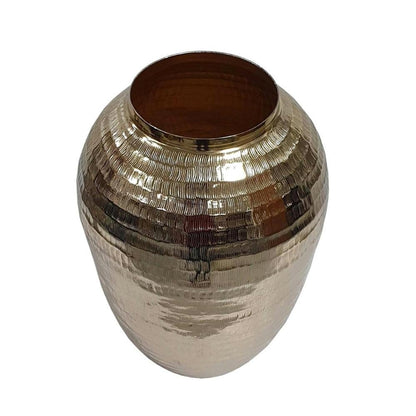 17" Gold Hammered Aluminum Urn Table Vase