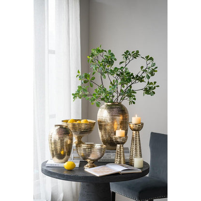 17" Gold Hammered Aluminum Urn Table Vase