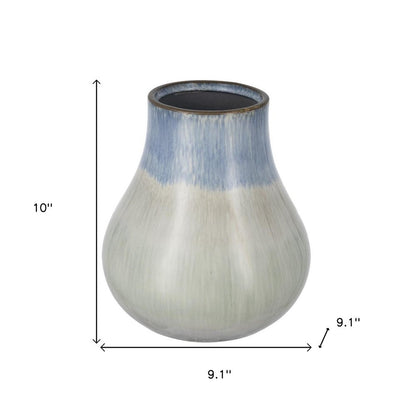 10" Blue And Gray Ombre Ceramic Round Table Vase
