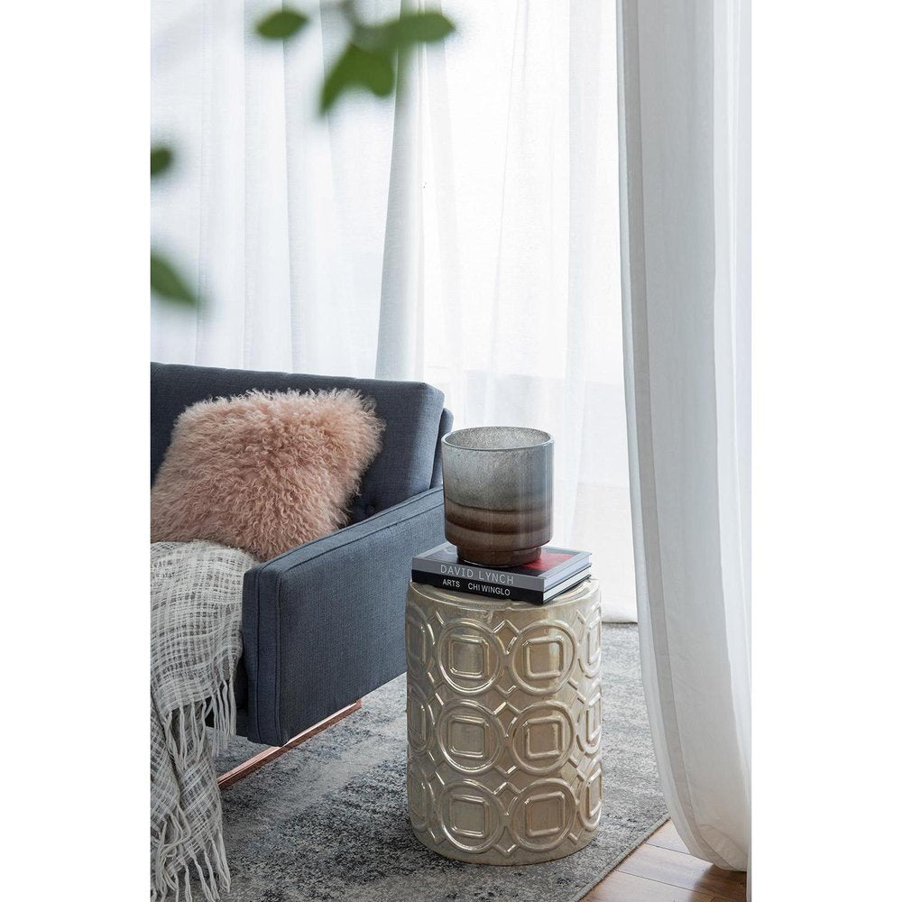9" Gray And Brown Ombre Glass Round Table Vase