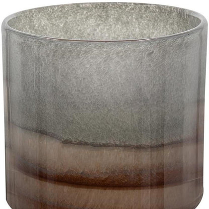 9" Gray And Brown Ombre Glass Round Table Vase
