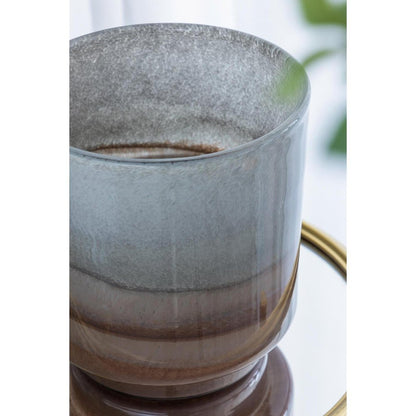 9" Gray And Brown Ombre Glass Round Table Vase