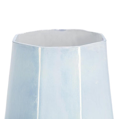 20" Blue And Opal Glass Cylinder Table Vase