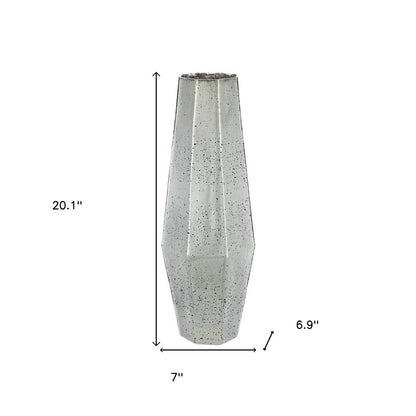 20" Antiqued Silver Glass Cylinder Table Vase
