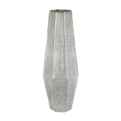 20" Antiqued Silver Glass Cylinder Table Vase