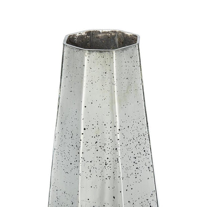 20" Antiqued Silver Glass Cylinder Table Vase