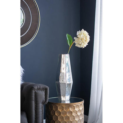 20" Antiqued Silver Glass Cylinder Table Vase