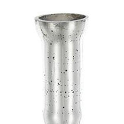 25" Antiqued Silver Floral Glass Bottle Table Vase