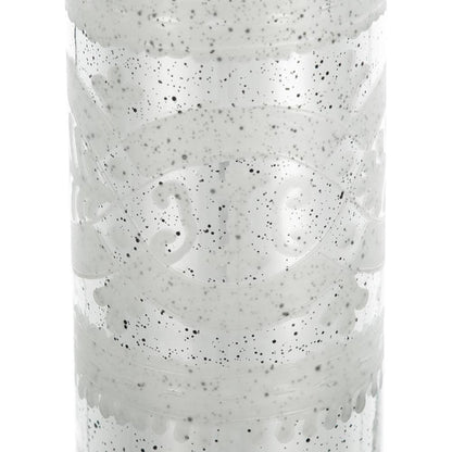 25" Antiqued Silver Floral Glass Bottle Table Vase