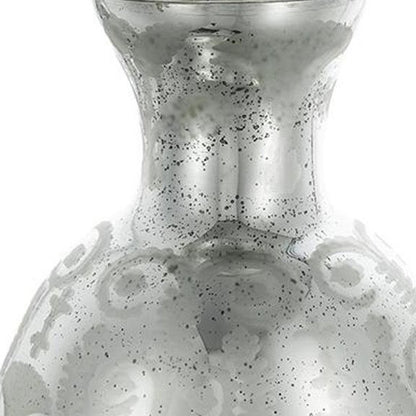 18" Antiqued Silver Floral Glass Table Vase