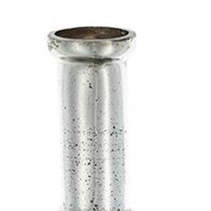 30" Antiqued Silver Floral Glass Bottle Table Vase