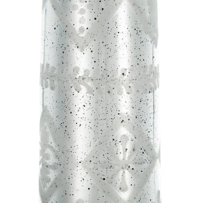 30" Antiqued Silver Floral Glass Bottle Table Vase