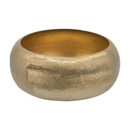 Set of Two Gold Aluminum Hammered Round Centerpiece Bowls
