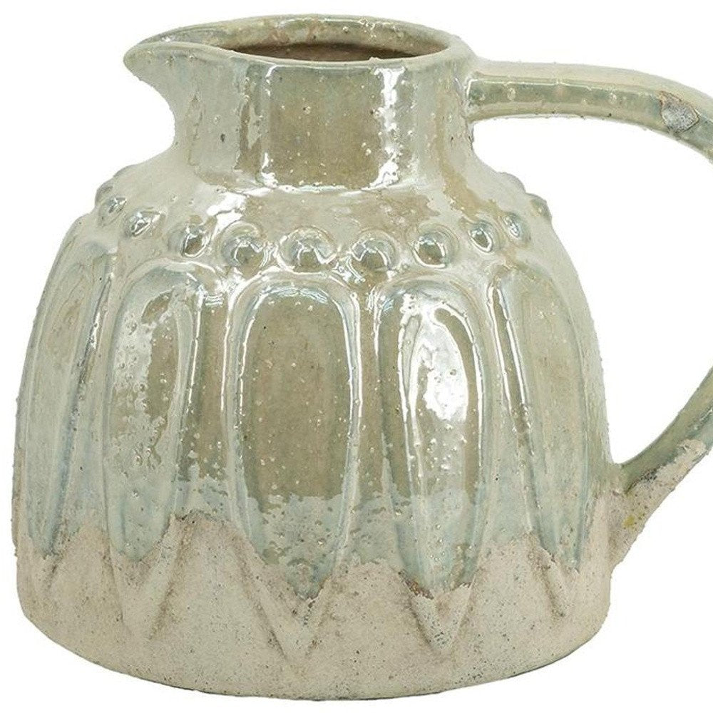 7" Gray Ceramic Round Jug Vase