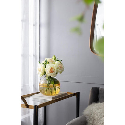 9" Clear And Brown Ombre Glass Round Table Vase