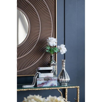 10" Antiqued Silver Glass Round Table Vase