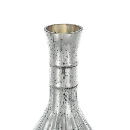 10" Antiqued Silver Glass Round Table Vase