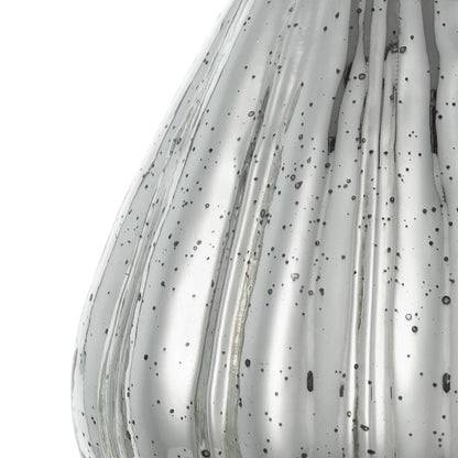 10" Antiqued Silver Glass Round Table Vase
