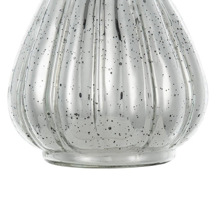 10" Antiqued Silver Glass Round Table Vase