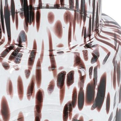 10" Amber And Clear Abstract Glass Cylinder Table Vase