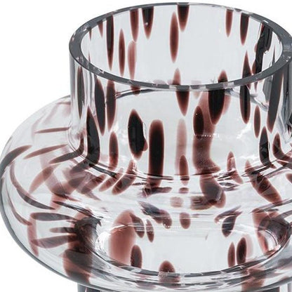 8" Amber And Clear Abstract Glass Cylinder Table Vase