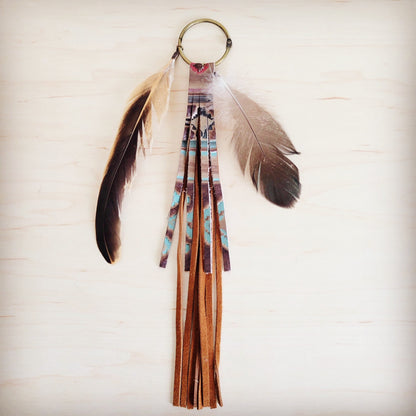 Boho Western Leather Boot Bling Charm w/ Navajo Fringe 500x