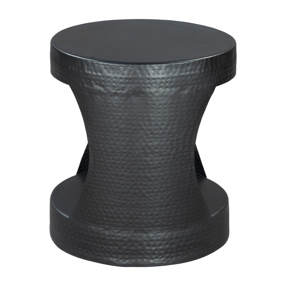 20" Black Iron Round Floor Shelf End Table