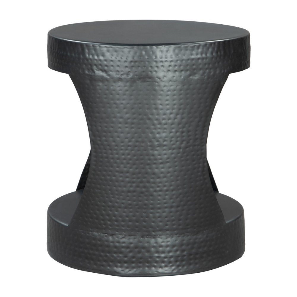 20" Black Iron Round Floor Shelf End Table