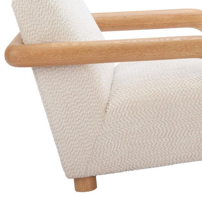36" White And Natural Upholstered Arm Chair