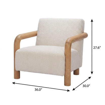 36" White And Natural Upholstered Arm Chair