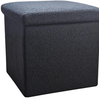 15" Black Boucle Cube Storage Ottoman