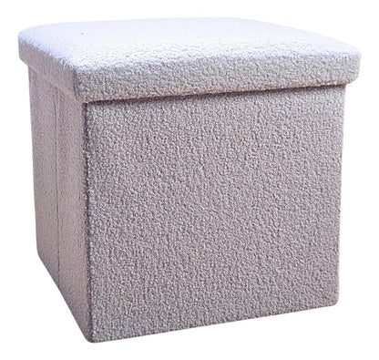 15" Black Boucle Cube Storage Ottoman