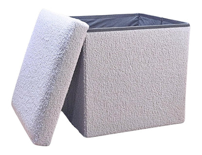 15" Black Boucle Cube Storage Ottoman