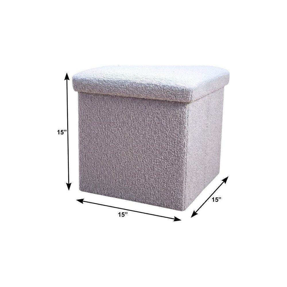 15" Black Boucle Cube Storage Ottoman