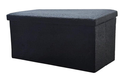 30" Black Boucle Storage Ottoman