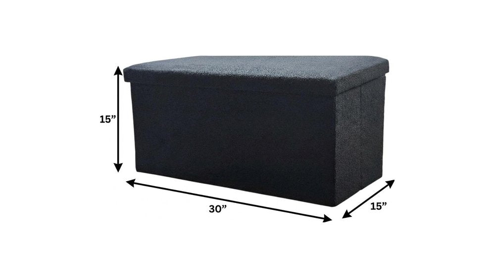 30" Black Boucle Storage Ottoman