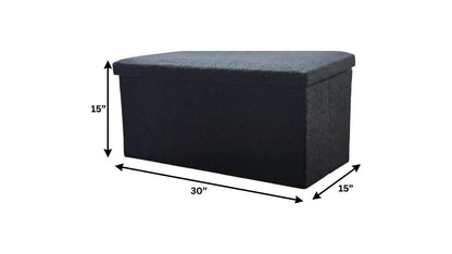 30" Black Boucle Storage Ottoman