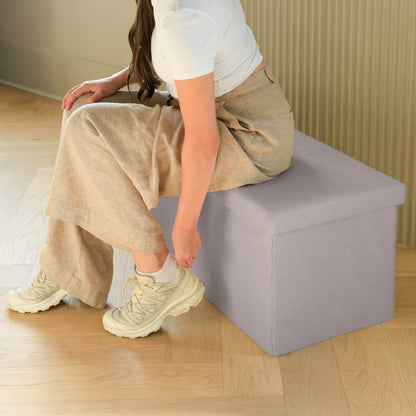 30" Black Boucle Storage Ottoman