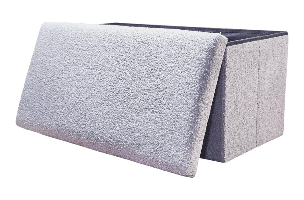 30" Black Boucle Storage Ottoman