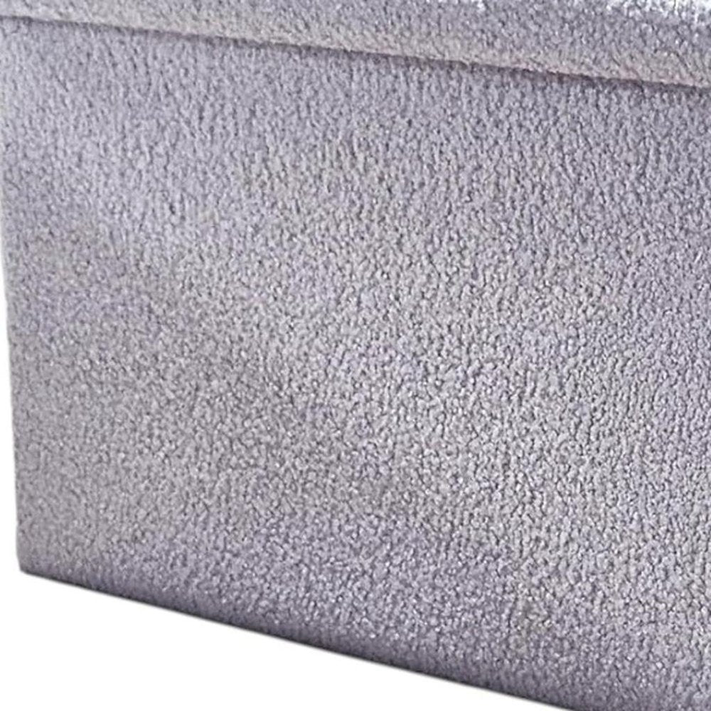 30" Black Boucle Storage Ottoman